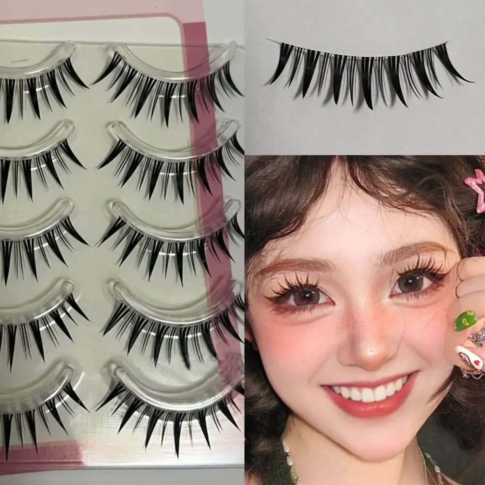 Faux cils de cosplay japonais pour femmes, faux vison, extensions de cils, support dramatique, cils Spiky, optique, paquet de 5 paires