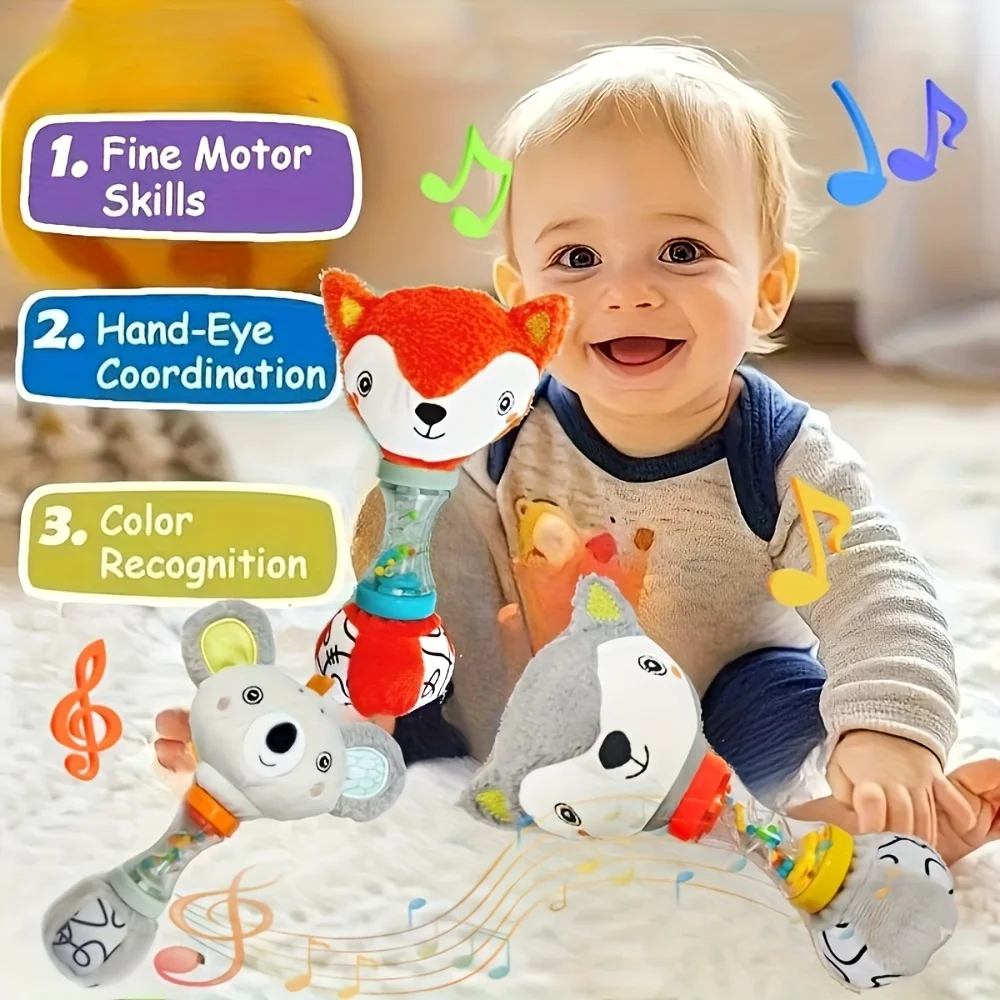 Un giocattolo portatile con un bastone e anelli progettato per l'educazione della prima infanzia, adatto per neonati e bambini piccoli.