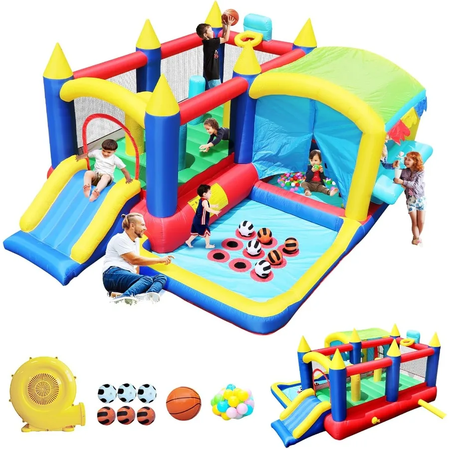 

Inflatable Bounce House with Slide Blower for Ages 3-10 Years Large Jumping Castle 13.4x10.5x6.1FT Outdoor Indoor Play Structur