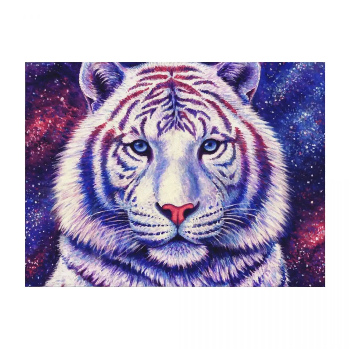 

Among the Stars - Cosmic White Tiger Throw Blanket Comforter Bed Fashionable Blankets Sofas Of Decoration Thermal Blankets