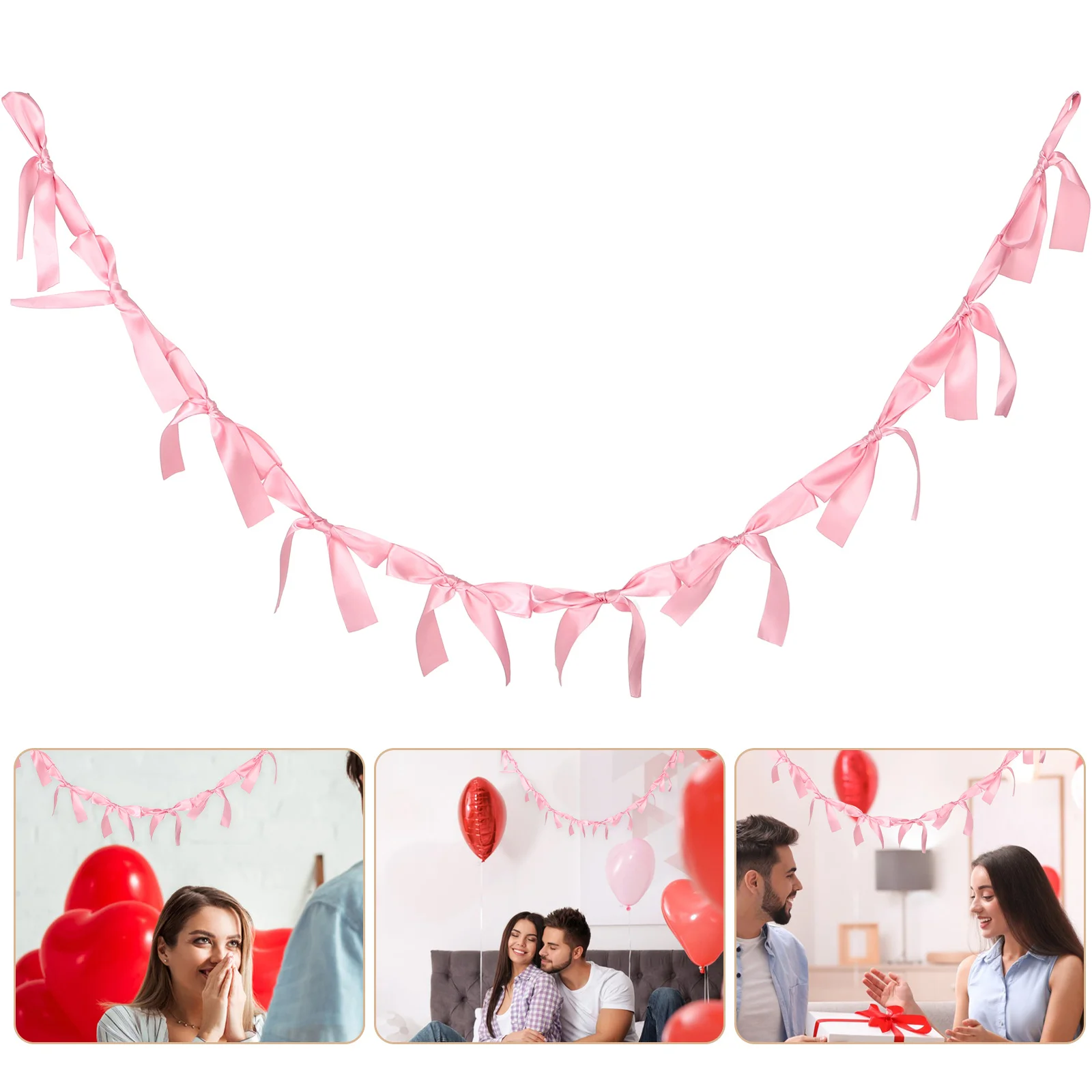 

Bow Ribbon Banner Elegant Bowknot Hanging Decoration for Bedroom Party Wall Aesthetic Photo Prop Bow Garland Banner Decor