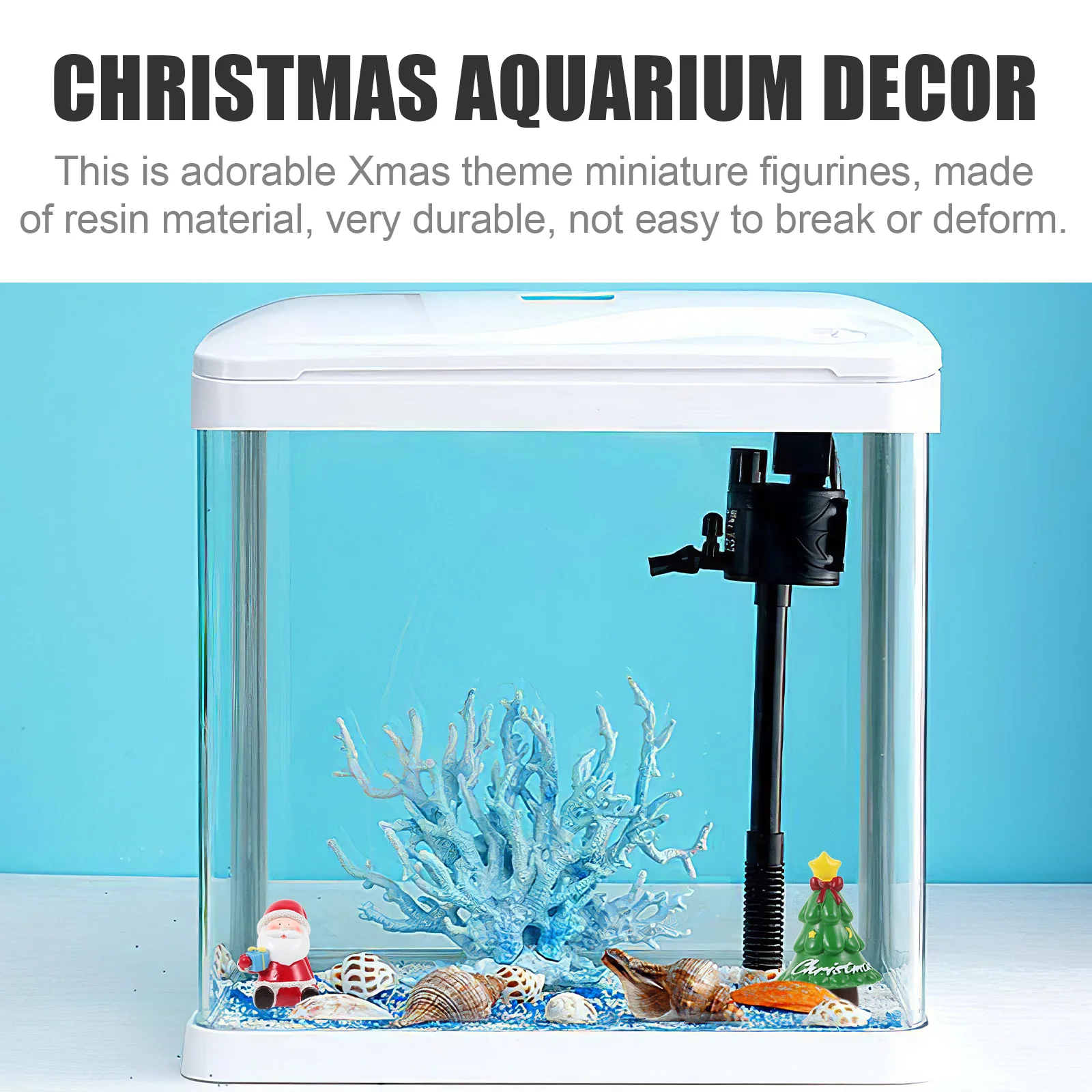 3Pcs Christmas Santa Tree Snowman Resin Micro Landscape Ornaments Fish Tank Decor Xmas Aquarium Accessory Miniature Statues