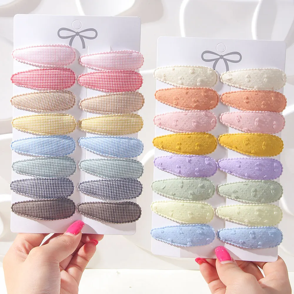 

16Pcs/Set Kids Fabric Plaid BB Hairpin Girl Hairgripe Headwear Baby Hair Accessories Fresh Print Alloy Hair Clips Back to School