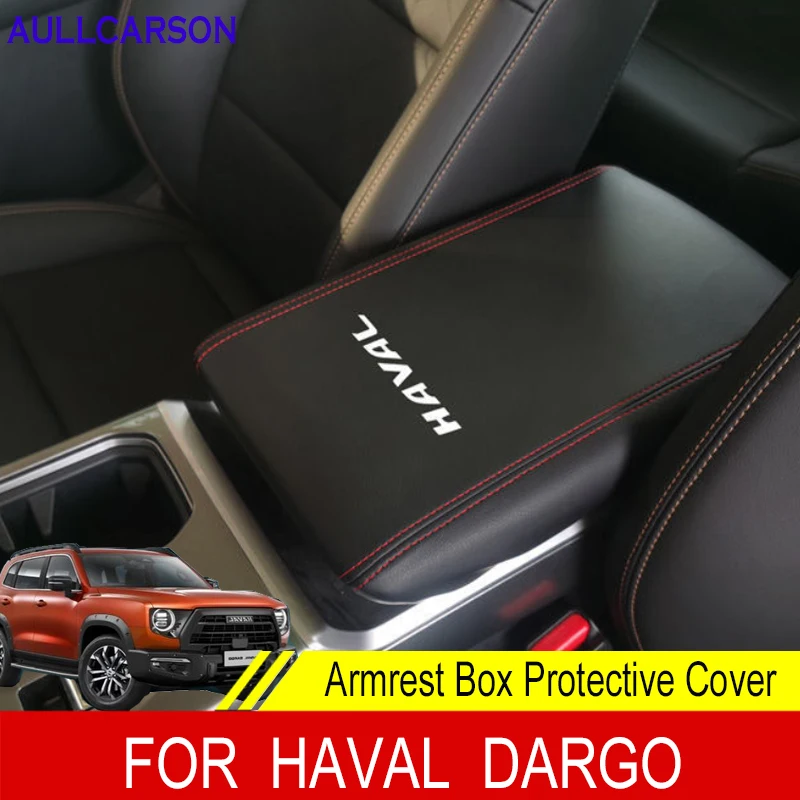 

For Haval Dargo 2022 2021 Leather Car Armrest Mat Interior Auto Storage Box Dust-Proof Cushion Cover Protector Accessories