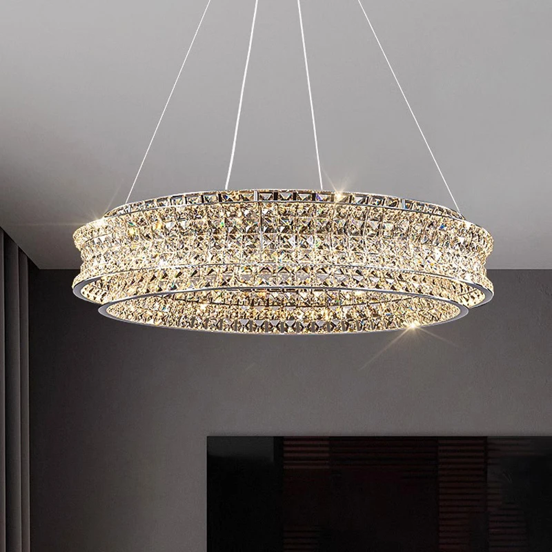 

Elegant Modern K9 Crystal Chandelier for Luxurious Duplex Villa Living Spaces LED Pendant Lamp Fixture