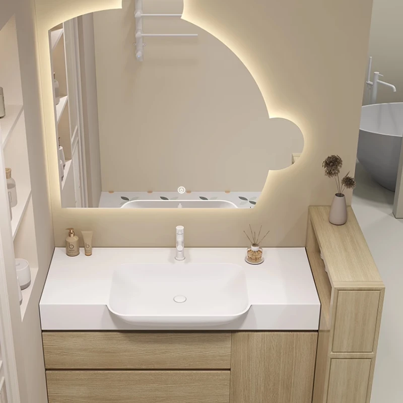 

Mirror Nordic Bathroom Cabinets Embedded Toiletries Multifunction Hotel Bathroom Fashion Wood Furniture Туалетный Шкаф MHYSG