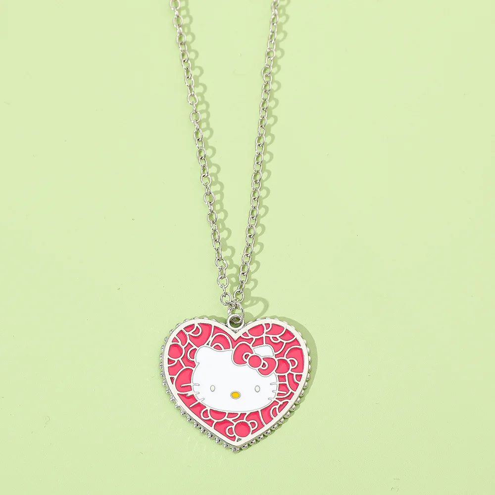 Miniso의 새로운 베스트셀러 만화 만화 Sanrio HelloKitty 합금 펜던트 다이아몬드 목걸이 쥬얼리