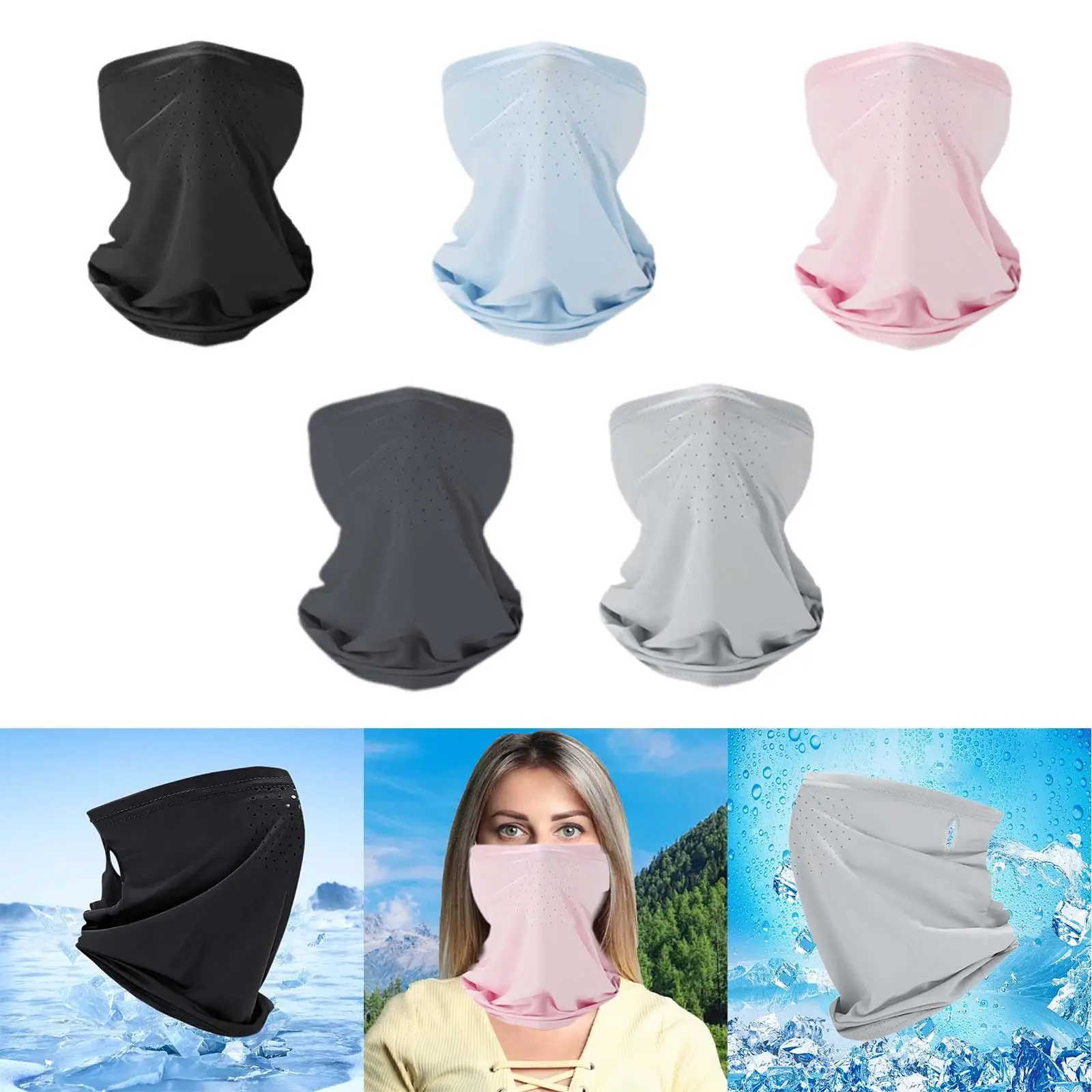 Face Mask Sun Protection Cooling Portable Multipurpose Balaclava Neck Gaiter for Summer Outdoor Activities Cycling Men and Women