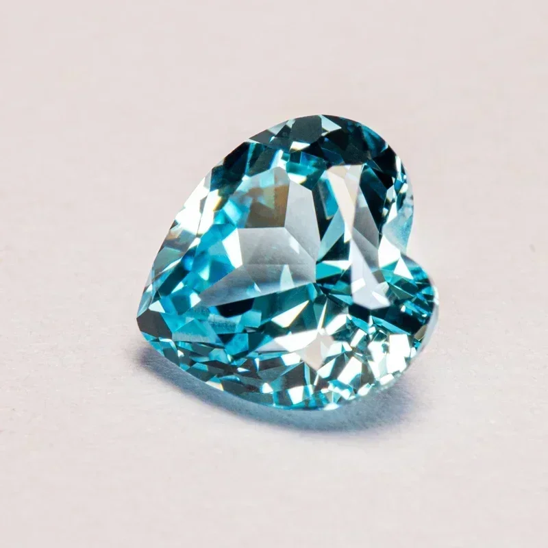 

L-Lab Grown Sapphire Heart Cut Aquamarine VVS1 Gemstone for Charms Diy Jewelry Making Necklace Ring Selectable AGL Certificate