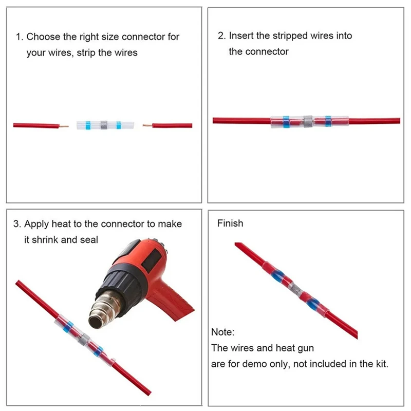 300PCS/350/500/800PCS waterproof pressure-free solder ring heat shrink terminal + heat shrink tube heating repair