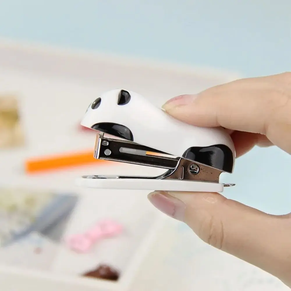 School Cartoon Stapler Set Panda Shaped Cute Paper Binding Professional Mini Book Binder Students
