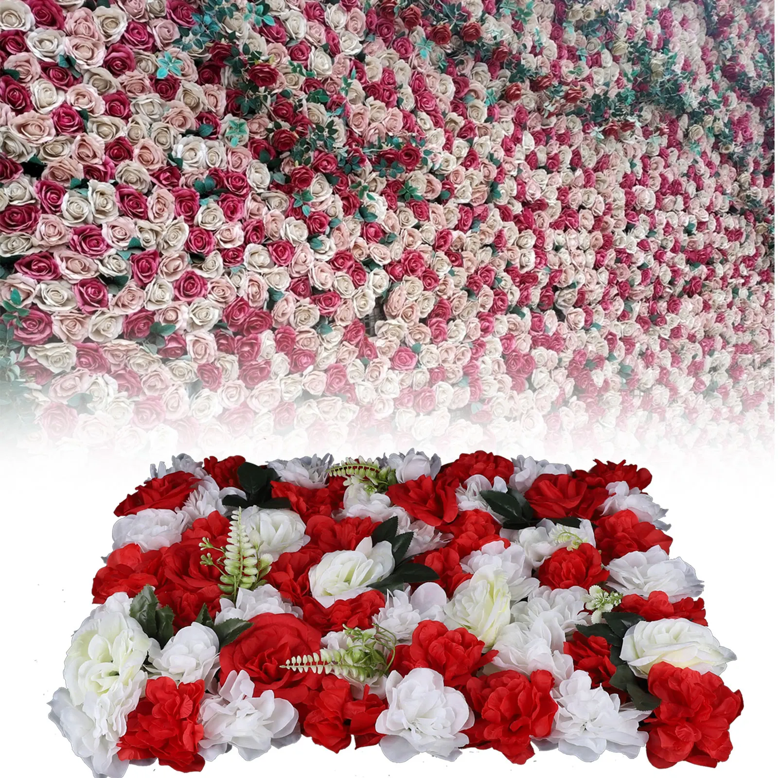 

Flower Wall for Wedding Venues, 12-Piece Silk Artificial Flower Panels with Grid Backing, Ideal for Photo Areas, Home, Shop