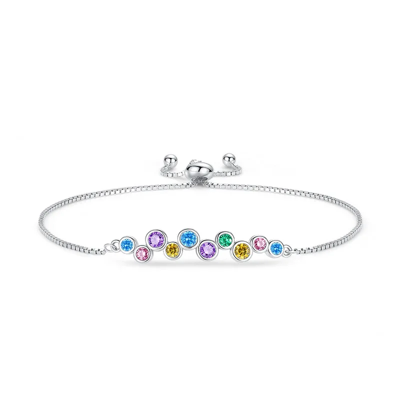 

S925 pure silver jewelry small fresh rainbow zircon inlaid bracelet for women's light luxury fashion jewelry