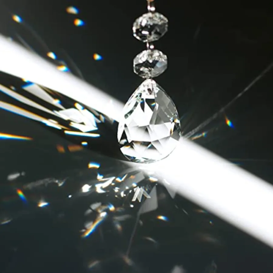 1Feet 10pcs Teardrop Crystals Garland, Hanging Chandelier Crystals Prism Beads Chain for Wedding Home Decoration Clear