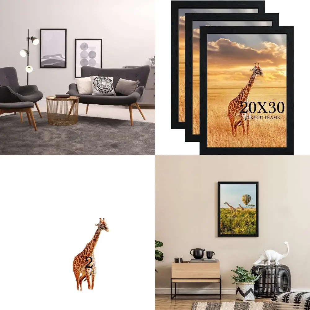 

Set of 3 Black Woodgrain 20x30 Poster Frames with Plexiglass for Gallery-Style Wall Art Display