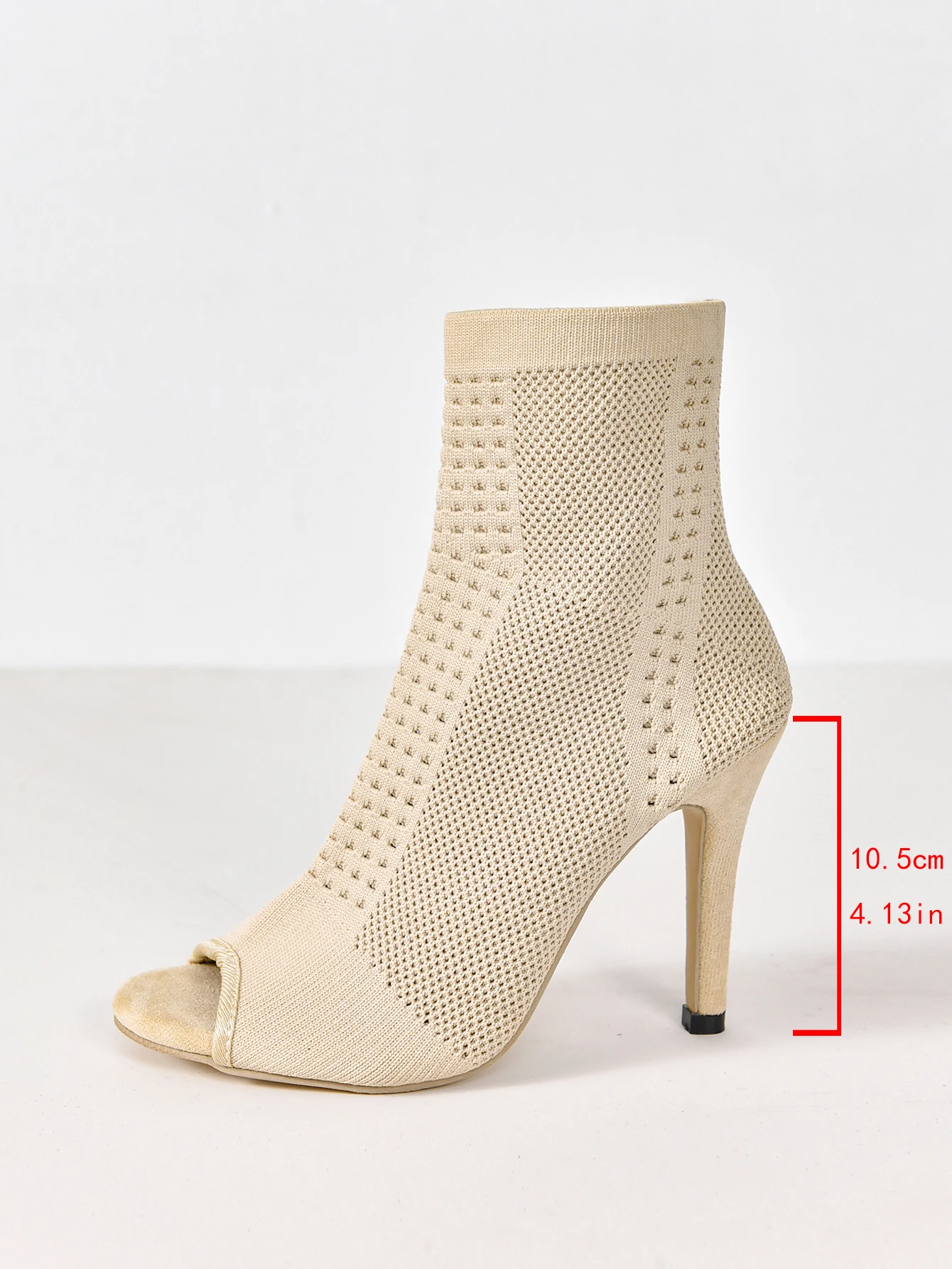 Fashion Ladies Peep Toe Stretch Fabric Knitting Ankle Boots Small Hole Hollow Out Breathable Dress Women High Heels Dance Shoes