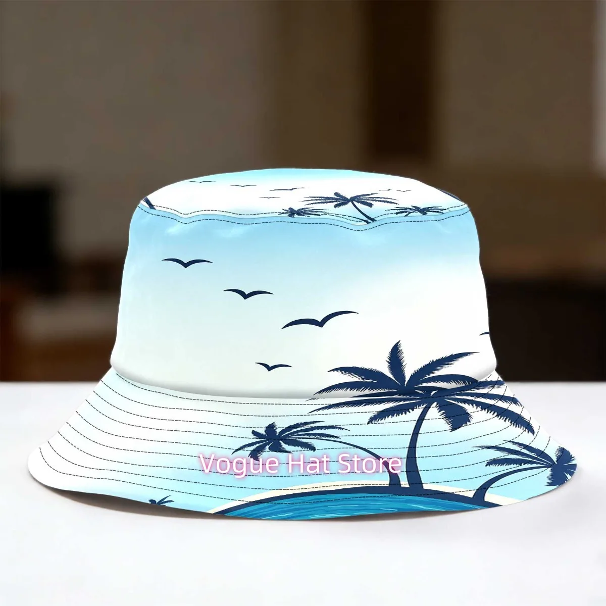 1pc Palm Tree Beach Tropical & Island Style Fisherman Hat Streetwear Dad Hat Four Seasons Suitable Durable Headwear Sporty Cap S