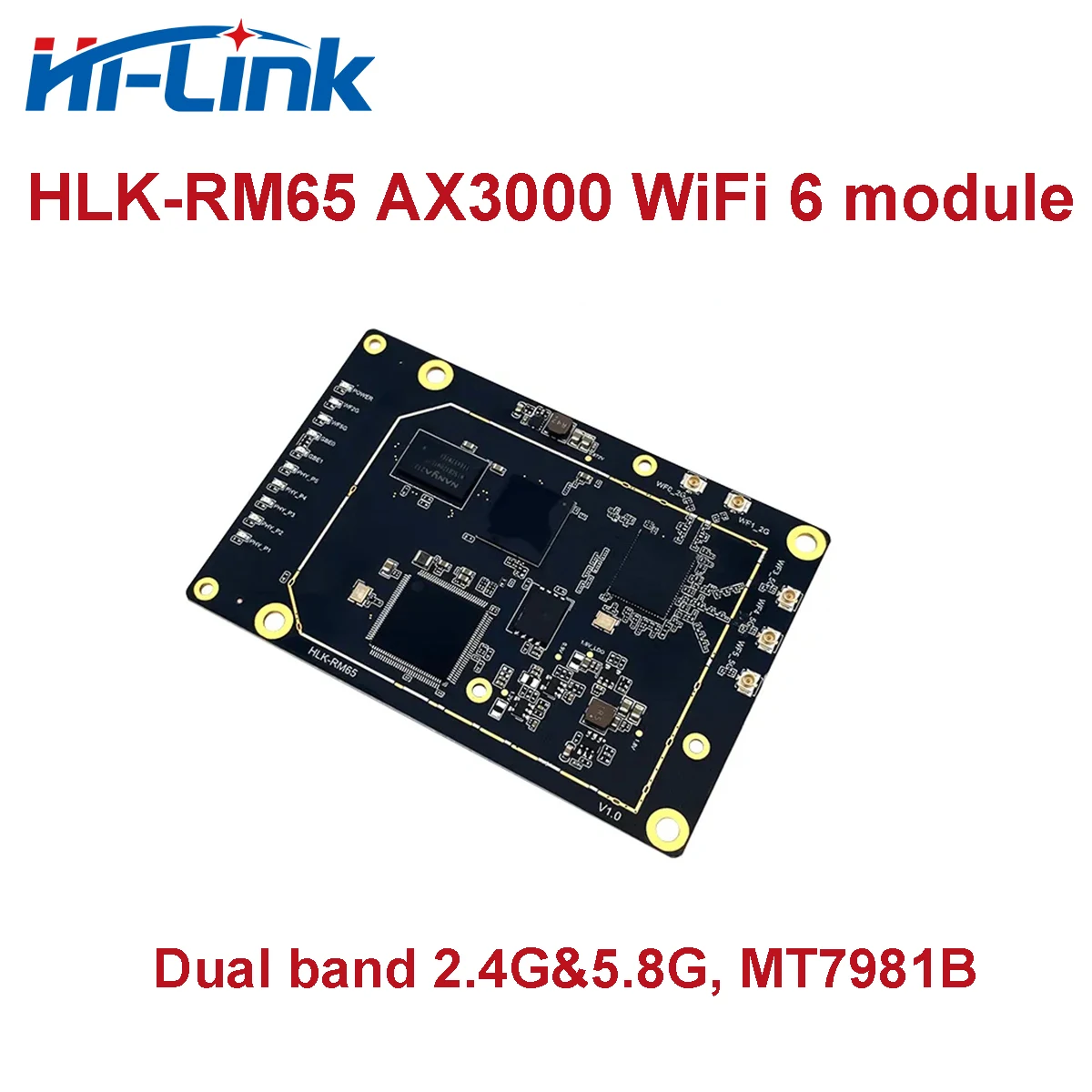 Hi-Link WiFi6 Openwrt MT7981B+MT7976C+MT7531A Gigabit Router Module Kit with DDR3 256M and 128M Flash