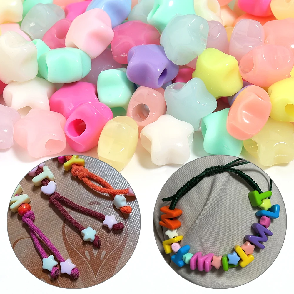 10/50pcs Candy Color Star Acrylic Beads Large Hole Loose Spacer Beads for Jewelry Making DIY Bracelet Necklace Accessories view 3