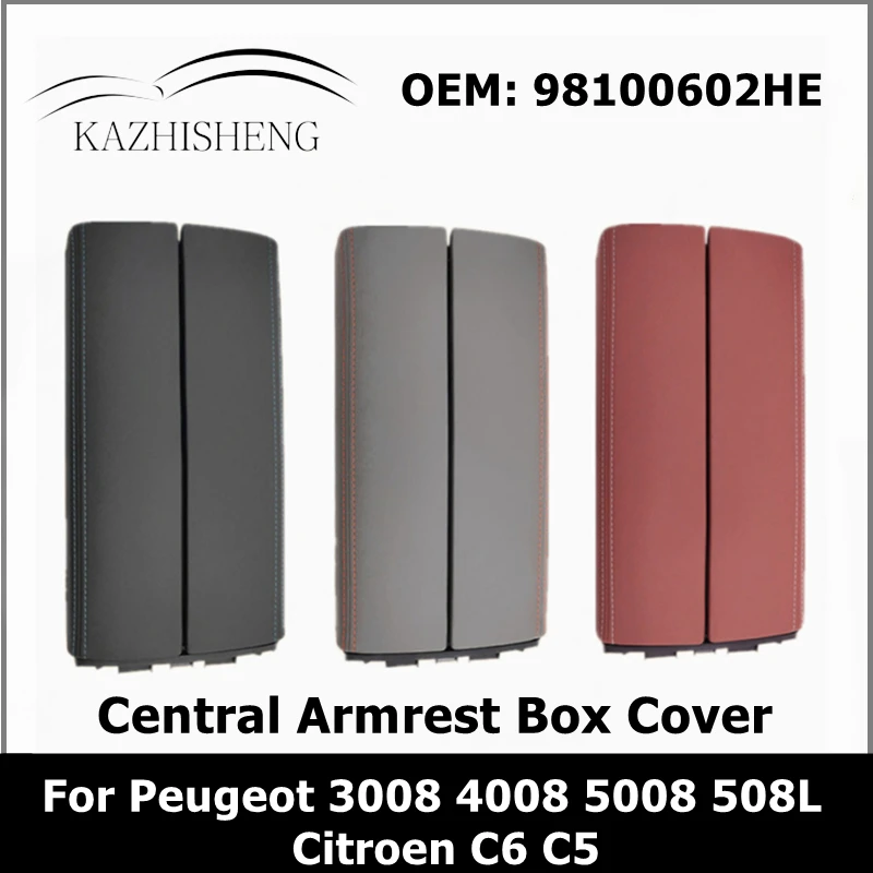 

96772078BJ 98100602HE Car Central armrest Box Cover Central Storage Box Cover For Peugeot 3008 4008 5008 508L Citroen C6 C5