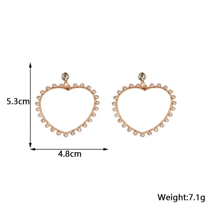 Crystal Heart Dangle Earrings for Women New Fashion Exaggerated Love Pendants Drop Earrings 2024 new in Wedding Ear Jewelry