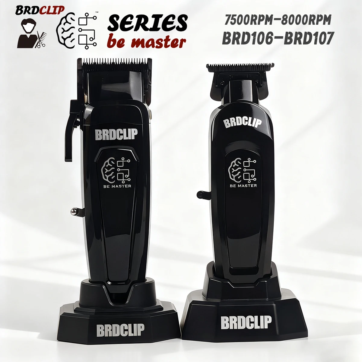

Профессиональная новая машинка для стрижки волос BRDCLIP 7500 об/мин 8000 об/мин, триммер для парикмахерской, лезвие DLC, зарядная база, парикмахерская для мужчин