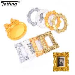 1pc Retro Golden Resin Mini Photo Frame Ornaments Vintage Small Jewelry Positioning Frame Jewelry Display Props Home Decoration