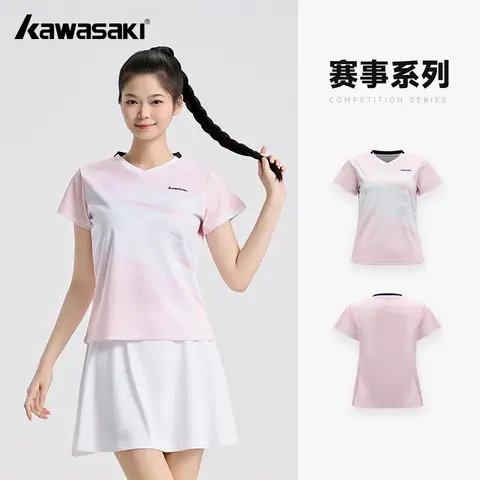 Kawasaki Original Women's Badminton Shirts Sport Breathable Sweat Absorbing Summer Badminton T-shirts Team Running Exercise Tee