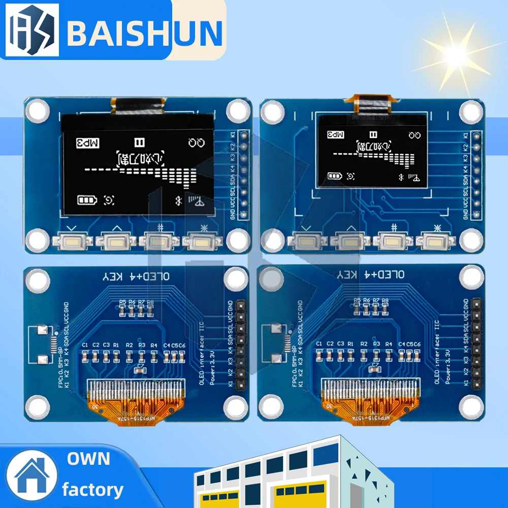 

0,96-дюймовый OLED-дисплей IIC White 12864 OLED-дисплей с 4x4 клавишами I2C SSD1315, плата ЖК-экрана 128x64 для Arduino