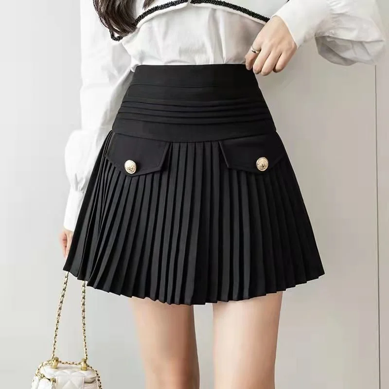 Korean Preppy Style Elegant White Pleated A Line Mini Skirts Women 2022 New Summer High Waist Slim Short Skirt Y2k Streetwear