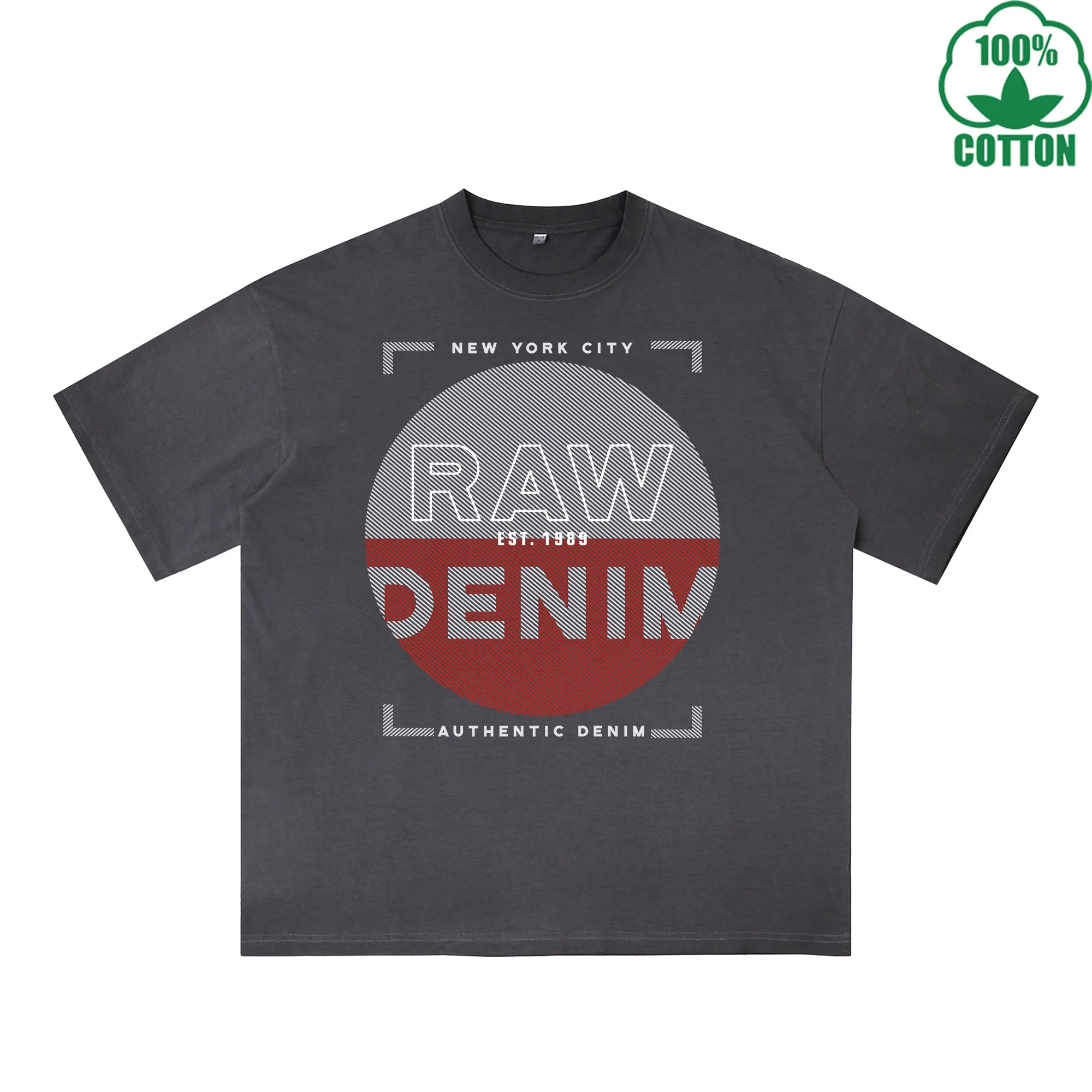 

Футболка с эффектом потертости и принтом, 230 г, разноцветная, свободного кроя, модная, 100% хлопок, с коротким рукавом