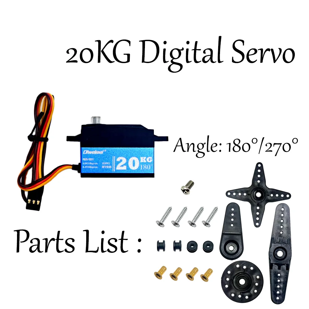 

20KG Digital Servo 180/270 Degree, Metal Gear High Torque Fast Speed, for RC Car Robot Arm Helicopter