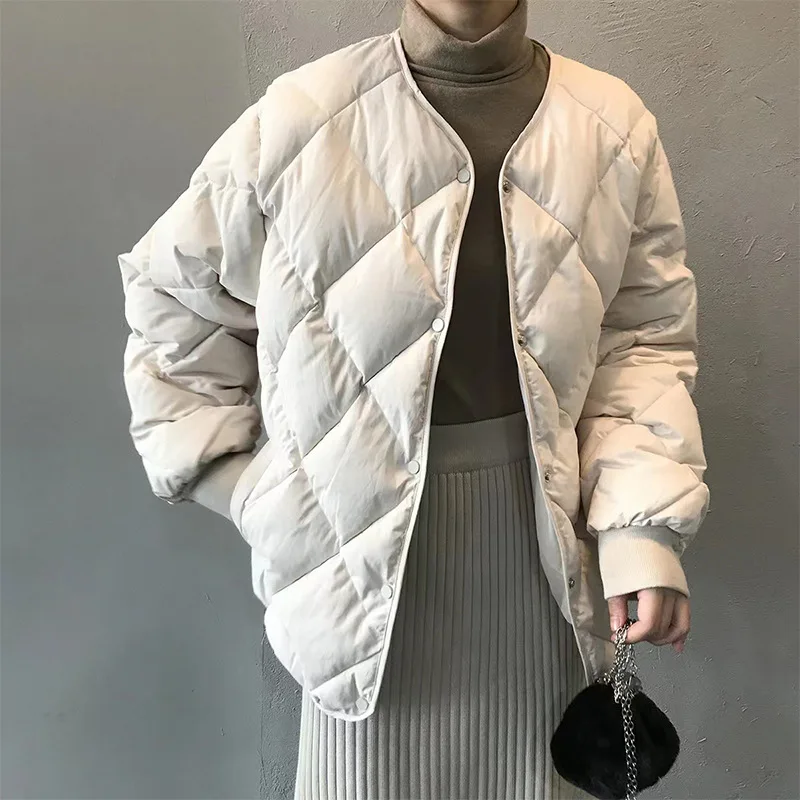 

TFETTERS Brand Winter Coat Women Casual Solid Color Diamond Plaid Lightweight Women Jacket 2023 Autumn New Loose Women Clothing