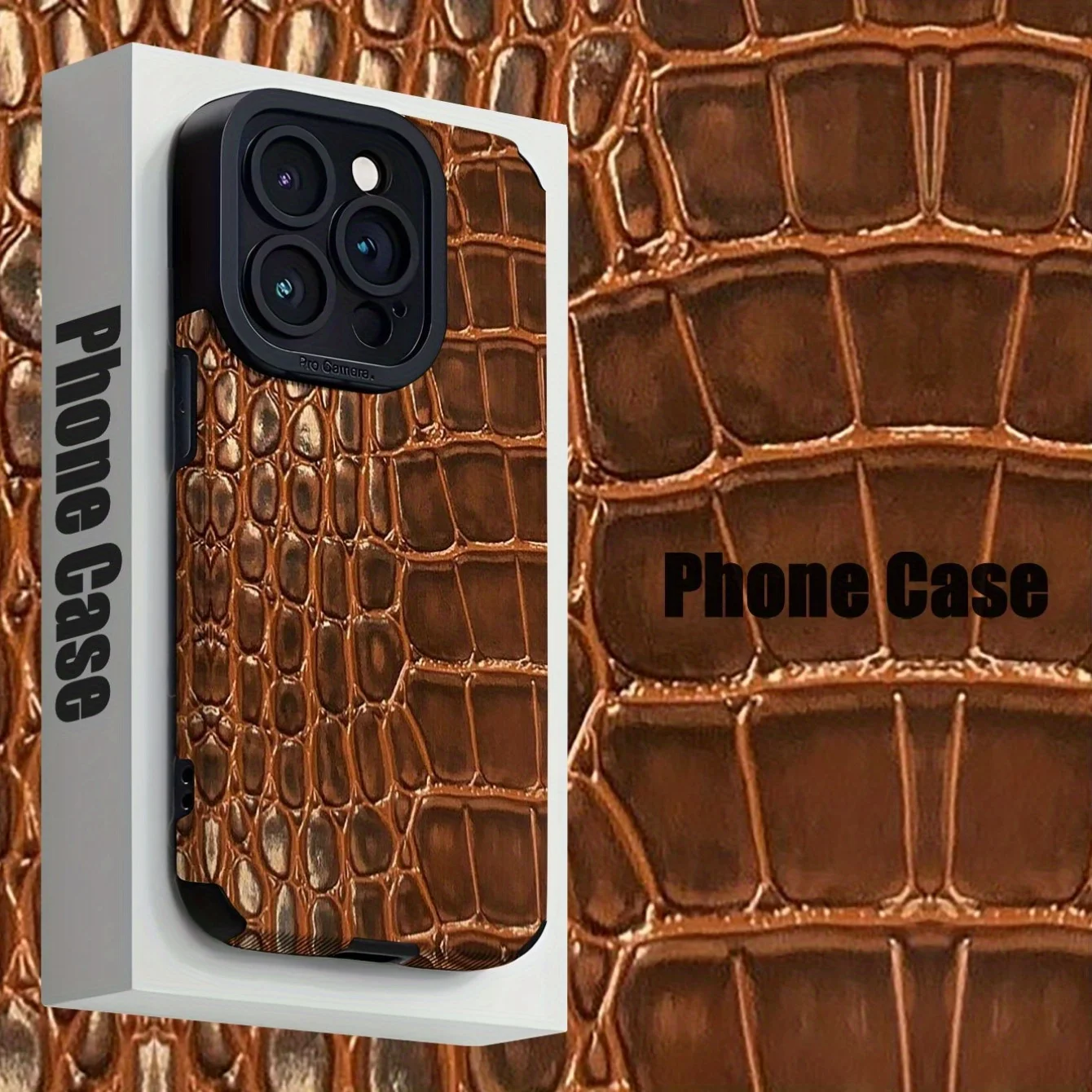For Samsung S25 Brown Crocodile Leather Shockproof Protective Design Compatible For Galaxy S25/S24/S23/S22 and A Series Models