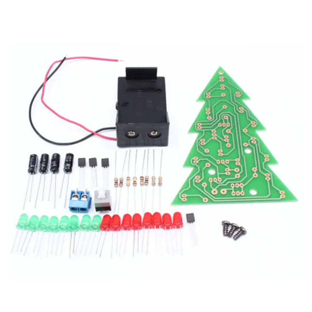 DIY 3D Christmas Tree Soldering Practice Electronic Science Assemble Kit 3 Color/7 Color Flashing LED PCB Module