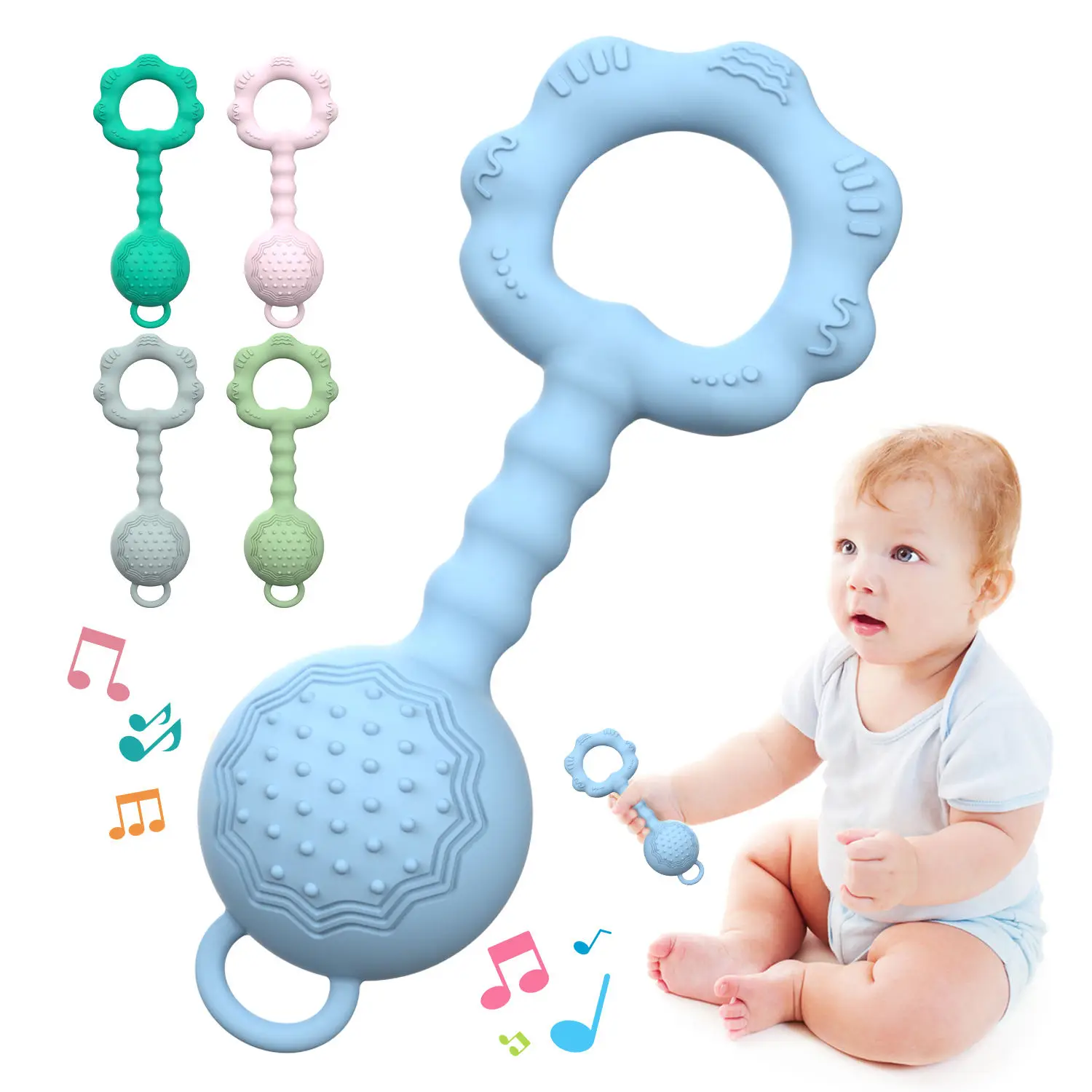 Newborns Babies Things Anxiety Rattle Games Teethers Silicone Sensory Baby Teether Autism Bite Teething Chew Toys Birth Gift