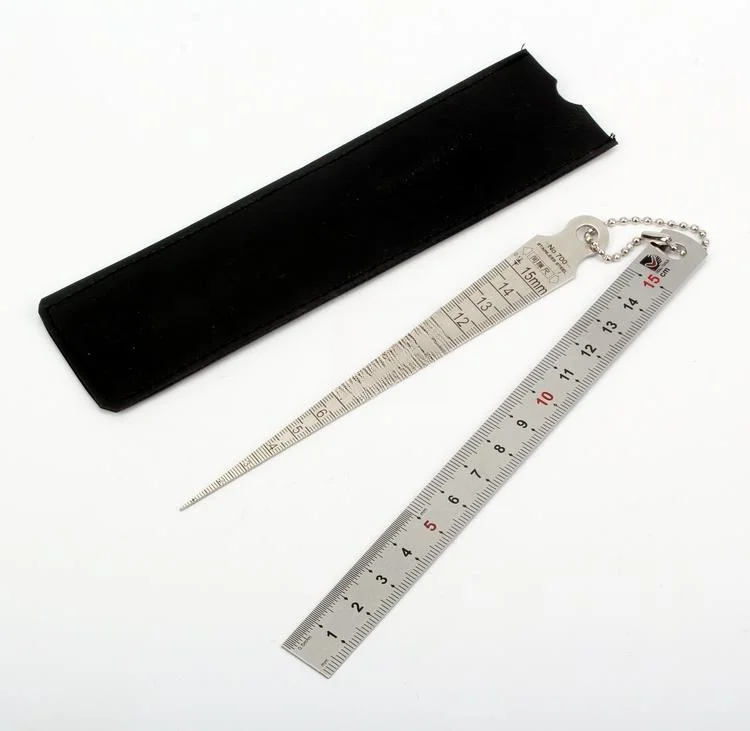 1-15mm/Gap Gauge/Cone Ruler/Wedge Feeler/Hole Ruler Aperture Inner Diameter Stainless Steel + Steel Rulers Leather Cover