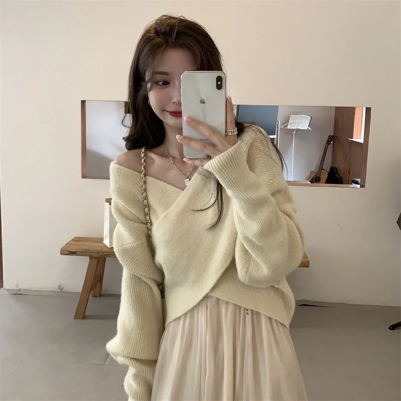 Sweater Pullovers Women Sexy Winter Warm Streetwear Clothing Popular New Arrival All-match Korean Style Loose Leisure Young Cosy