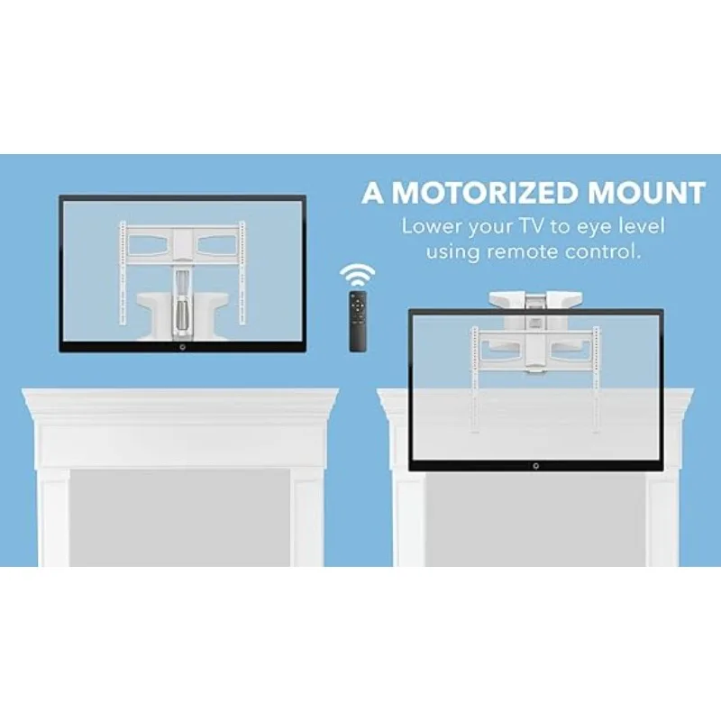 Motorized Fireplace TV Wall Mount Remote Control Electric Pull Down Mantel Mounting Bracket, Up to 77 Lbs Weight Cap