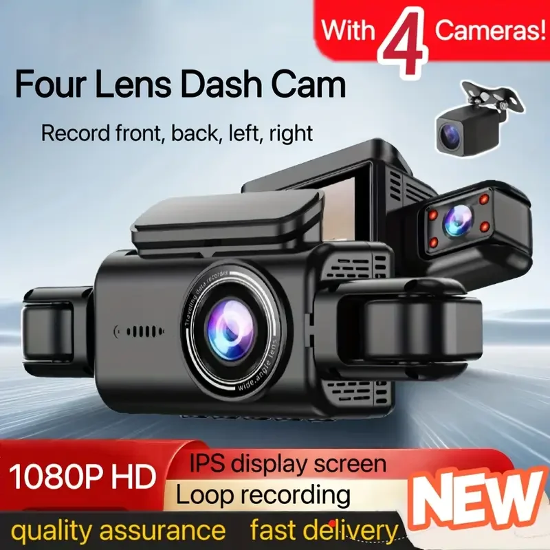 

Новая видеорегистратор 1080P HD для автомобиля, передняя, задняя, левая, правая, 3-дюймовый IPS-экран, модернизированный 6-слойный объектив с высокой прозрачностью