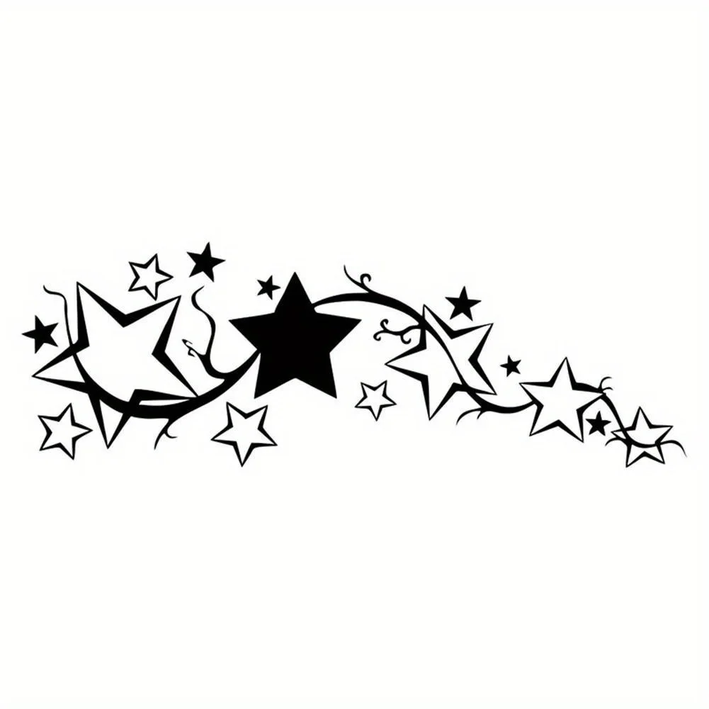 Trendy Star Filled Stickers With Curlicues Decor Decals for Car Trunk Laptop Bike Frame Personal Decoration