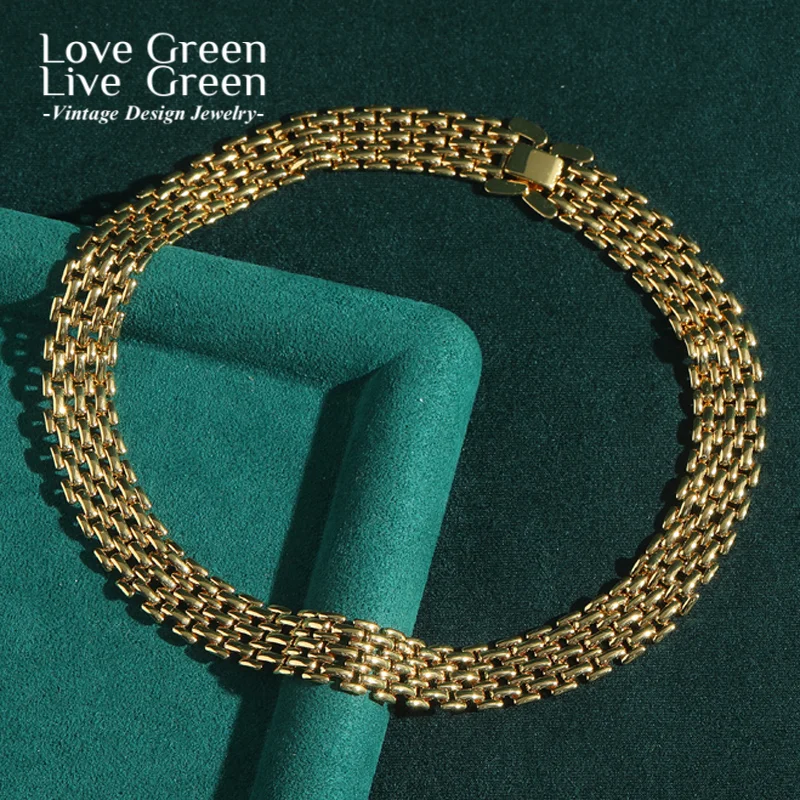 

Vintage Gold Color Chain Collar Choker Necklace For Woman Antique Luxury Quality Jewelry Retro Wedding Gift New In 2025 Trend