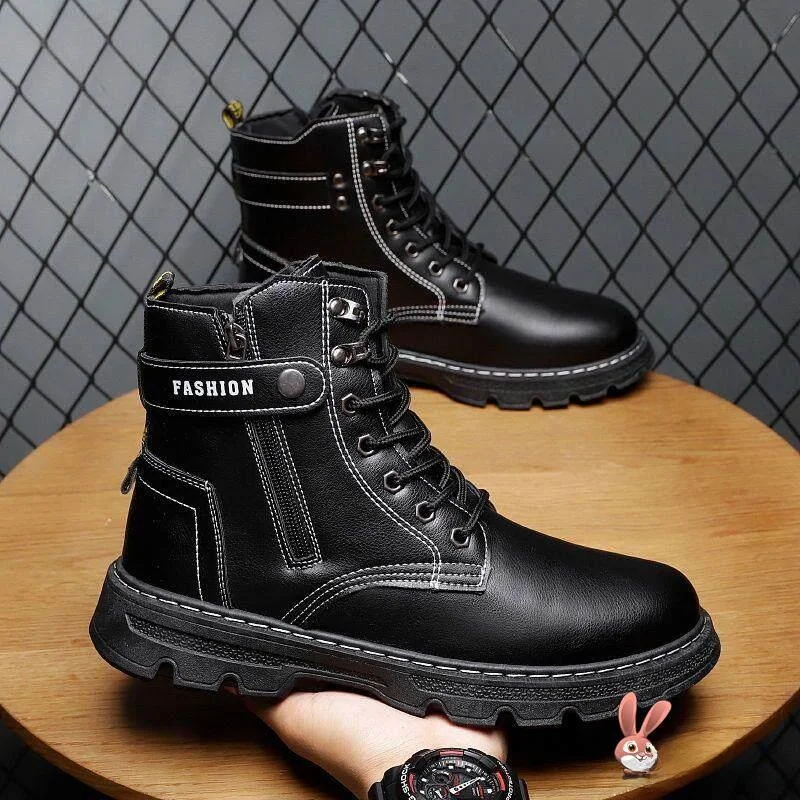 

Spring Outdoor Men's Work Boots High-Top Boots Breathable Casual Shoes Versatile Leather Boots Luxury Hair Style