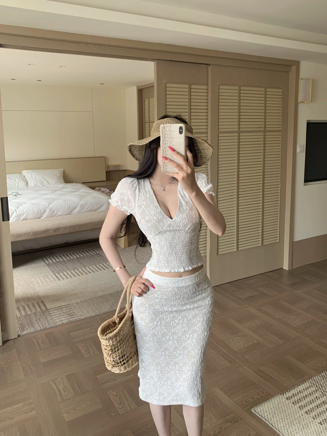 

Kumikumi Pure Desire Sexy White Short Sleeve T-Shirt Women's High Waist Slim Fit Bodycon Skirt Two Piece Set Summer Fashion