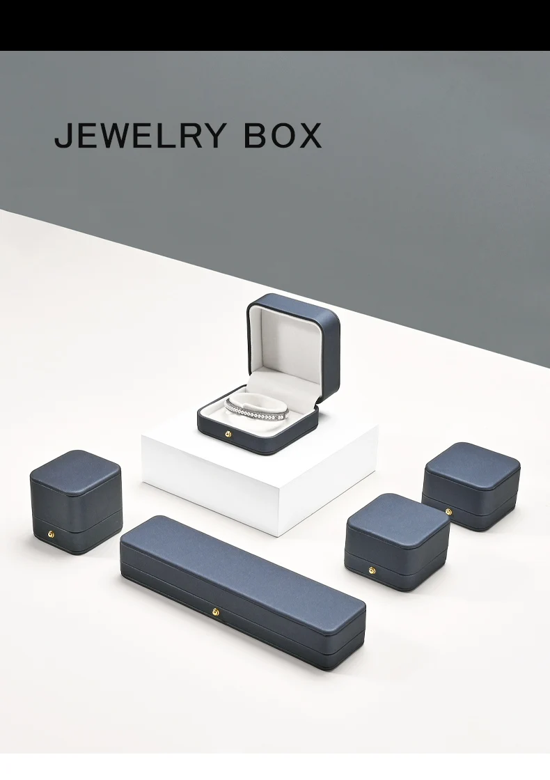 Oirlv Premium Blaue Schmuckbox Geschenkbox Ringbox Halskettenbox Armband-Aufbewahrungsbox Halsketten-Aufbewahrung Geburtstagsgeschenk PU-Lederbox – Detail 1