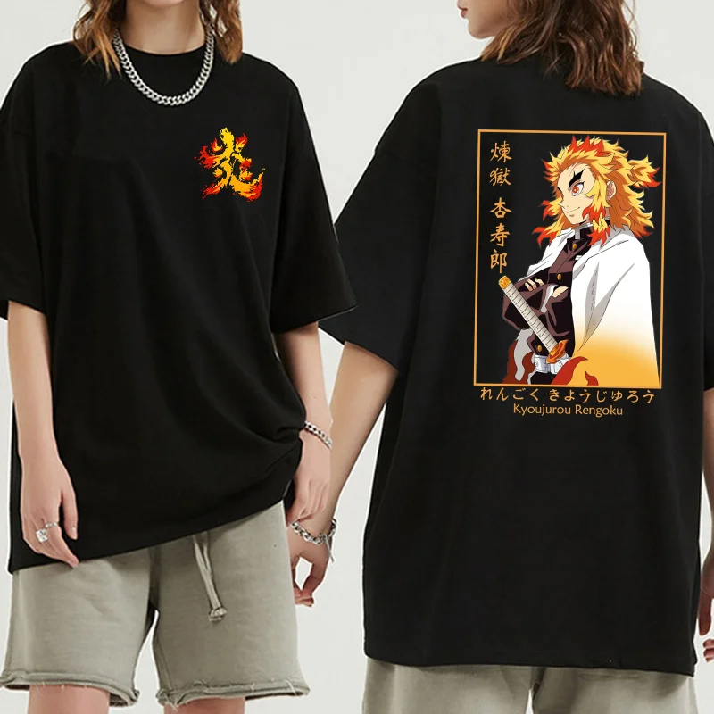 

Demon Slayer T Shirt Men Kimetsu No Yaiba Rengoku Tshirt Anime Uzui Unisex Cartoon Tanjiro Inosuke Zenitsu Nezuko T-shirt Male