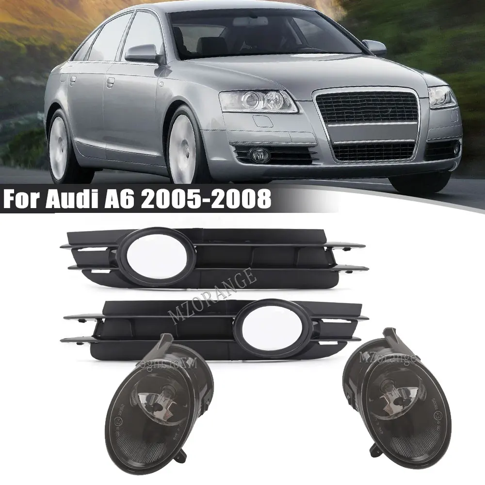 

Fog Lights for Audi A6 Quattro C6 2005 2006 2007 2008 FogLamp Grille cover 4F0807681A 4F0807682A Black Left Right Side 4pcs