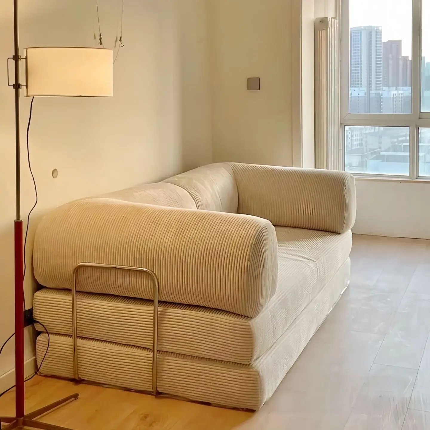 Fabric compression sofa bed foldable removable and washable double triple-purpose modular sofa view 2