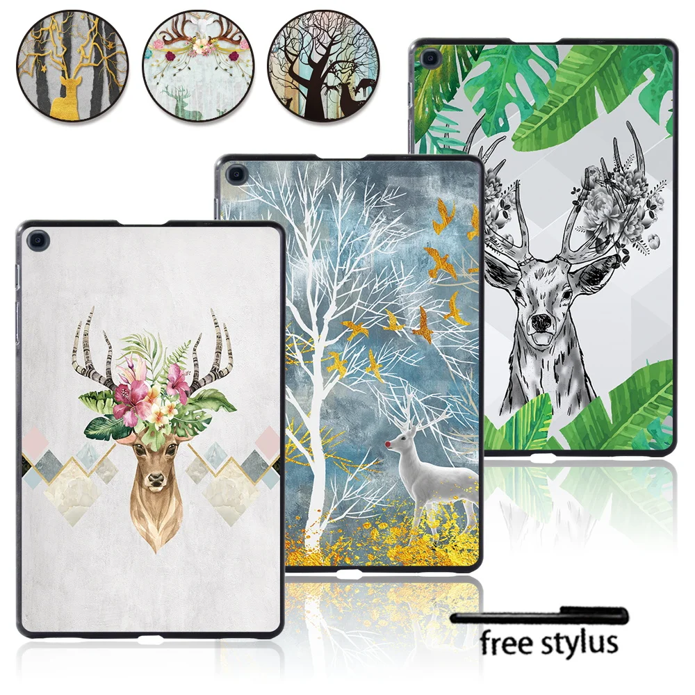 Custodia per Tablet per Samsung Galaxy Tab S7 11/Tab S6 Lite 10.4/Tab S6 10.5/S4 10.5/Tab S5e 10.5 Deer Print Series Cover rigida