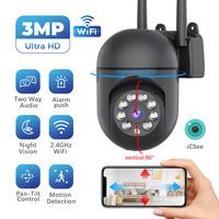 3MP Ultra HD 360° WiFi Security Camera Pan/Tilt Indoor Outdoor Two-Way Audio Night Vision Motion Detection Alarm Push iCSee